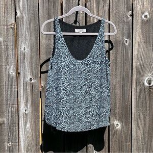 Ann Taylor Loft blue and black lined tank top camisole size small